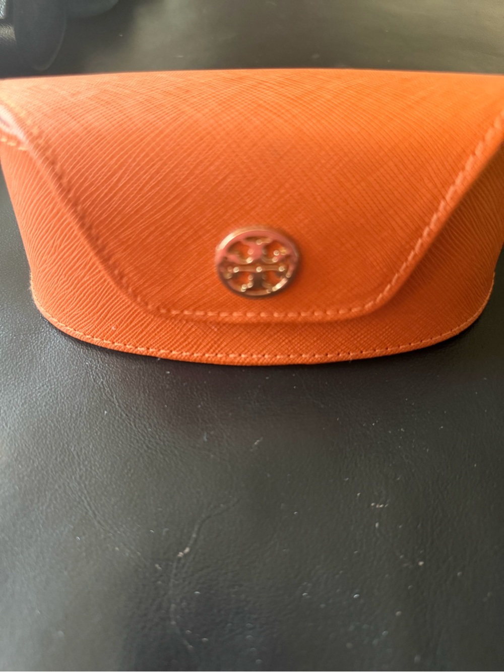 Tory Burch Orange Sunglasses Case with Signature Logo Accent
